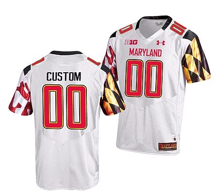 Custom Maryland Terrapins Jersey Name and Number NCAA College Football BIG White