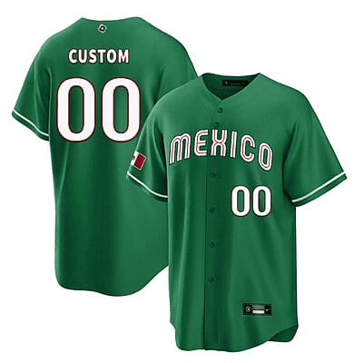 Custom Mexico Baseball Jersey 2023 World Cool Base All Stitched Green