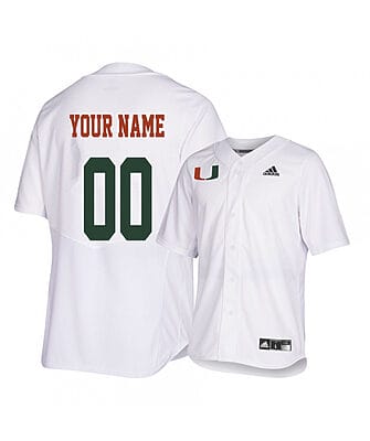Custom Miami Hurricanes Baseball Jersey Name And Number College White