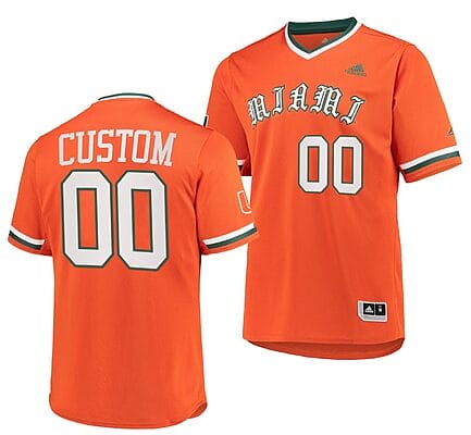 Custom Miami Hurricanes Baseball Jersey Name and Number NCAA College Orange Prime green