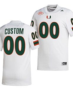 Custom Miami Hurricanes Jersey Name and Number NCAA College Football ACC White