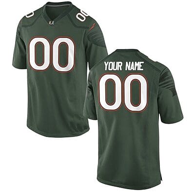 Custom Miami Hurricanes Jersey Name and Number NCAA College Football Green