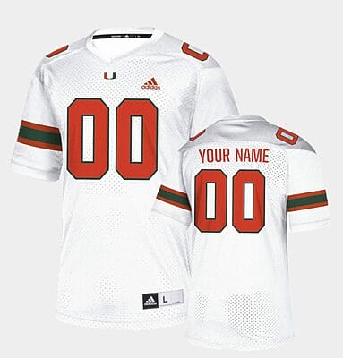 Custom Miami Hurricanes Jersey Name and Number NCAA College Football New White