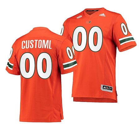 Custom Miami Hurricanes Jersey Name and Number NCAA College Football Premier Orange