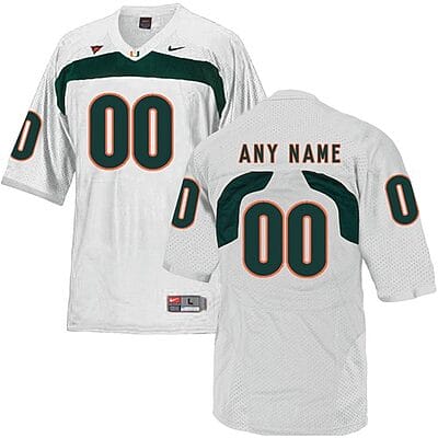 Custom Miami Hurricanes Jersey Name and Number NCAA College Football Replica White