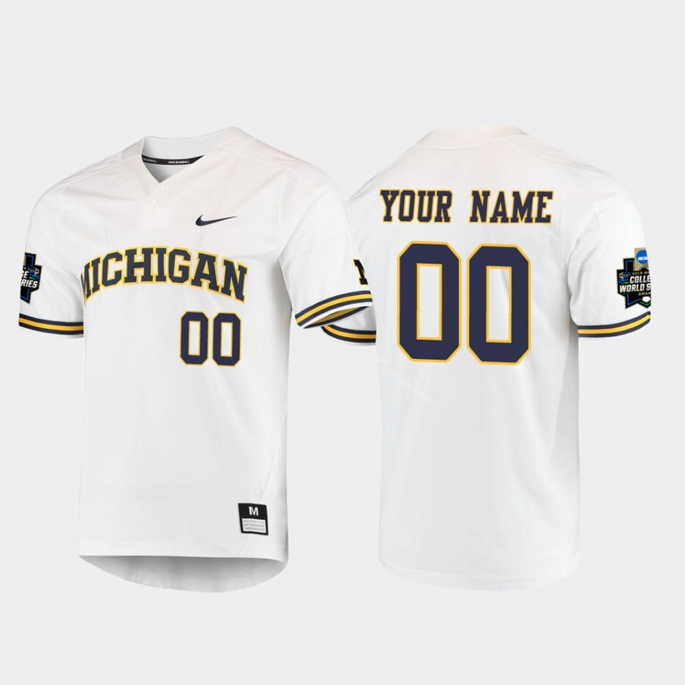 Custom Michigan Wolverines Baseball Jersey Name And Number College White 2019 World Series