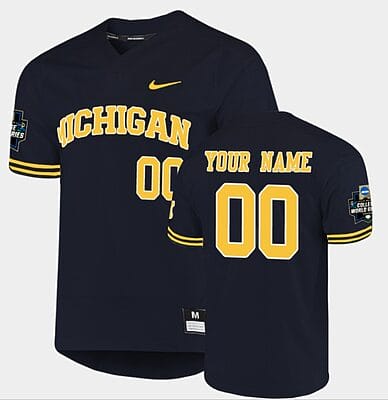 Custom Michigan Wolverines Baseball Jersey Name And Number College Navy