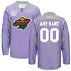 Custom Minnesota Wild Jersey Name And Number Purple Pink Reebok Hockey Fights Cancer Practice