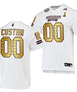 Custom Mississippi State Bulldogs Jersey Name and Number NCAA College Football Egg Bowl Champions Gold