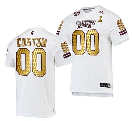 Custom Mississippi State Bulldogs Jersey Name and Number NCAA College Football Egg Bowl Champions Gold