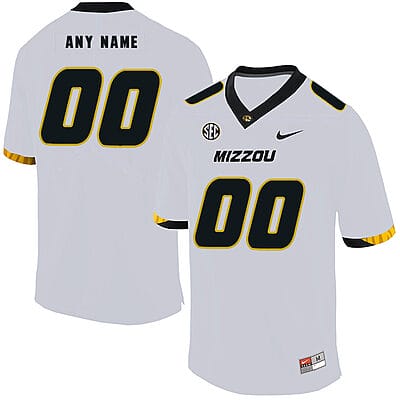 Custom Missouri Tigers Jersey Name and Number NCAA College Football White