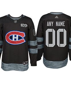 Custom Montreal Canadiens Jersey Name And Number 1917-2017 Black 100th Anniversary NHL