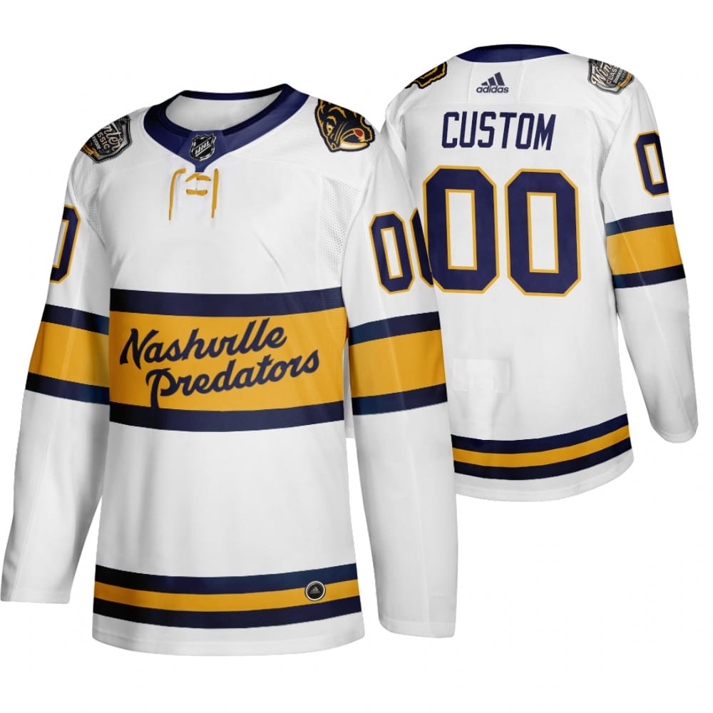 Custom Nashville Predators Jersey Name And Number 2020 Winter White Classic Retro NHL