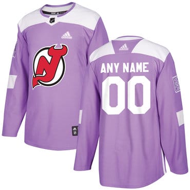 Custom New Jersey Devils Jersey Name And Number Purple Pink Hockey Fights Cancer Practice