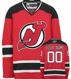 Custom New Jersey Devils Jersey Name And Number Red With Black