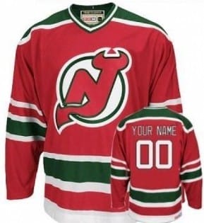 Custom New Jersey Devils Jersey Name And Number Red With Green