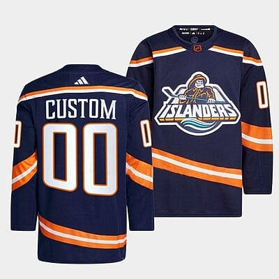 Custom New York Islanders Jersey Name And Number 2022 Navy Reverse Retro 2.0