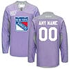 Custom New York Rangers Jersey Name And Number Purple Pink Reebok Hockey Fights Cancer Practice