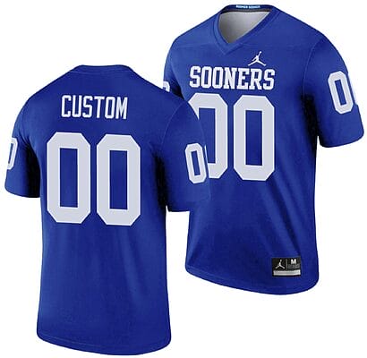 Custom Oklahoma Sooners Jersey Name and Number NCAA College Football Legend Blue