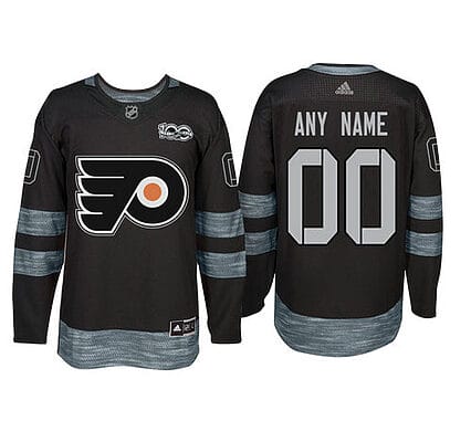Custom Philadelphia Flyers Jersey Name And Number 1917-2017 Black 100th Anniversary NHL