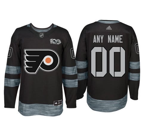 Custom Philadelphia Flyers Jersey Name And Number 1917-2017 Black 100th Anniversary NHL