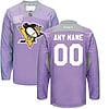 Custom Pittsburgh Penguins Jersey Name And Number Purple Pink Reebok Hockey Fights Cancer Practice