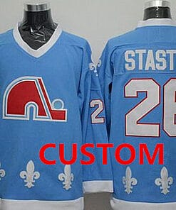 Custom Quebec Nordiques Jersey Name And Number Light Blue CCM Vintage Throwback