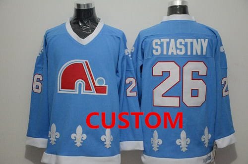 Custom Quebec Nordiques Jersey Name And Number Light Blue CCM Vintage Throwback