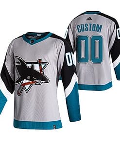 Custom San Jose Sharks Jersey Name And Number 2020-21 Grey Reverse Retro Alternate NHL