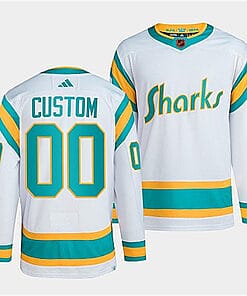 Custom San Jose Sharks Jersey Name And Number 2022 White Reverse Retro
