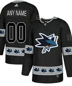 Custom San Jose Sharks Jersey Name And Number Black Team Logos Fashion