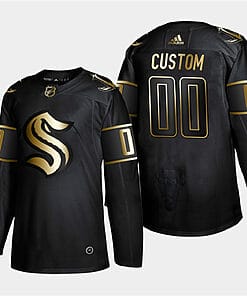 Custom Seattle Kraken Jersey Name And Number Black Golden Edition Limited NHL