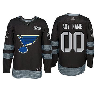 Custom St. Louis Blues Jersey Name And Number 1917-2017 Black 100th Anniversary NHL