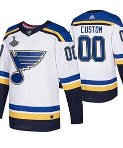 Custom St. Louis Blues Jersey Name And Number 2019 White Stanley Cup Champions