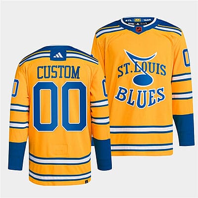 Custom St. Louis Blues Jersey Name And Number 2022-23 Yellow Reverse Retro