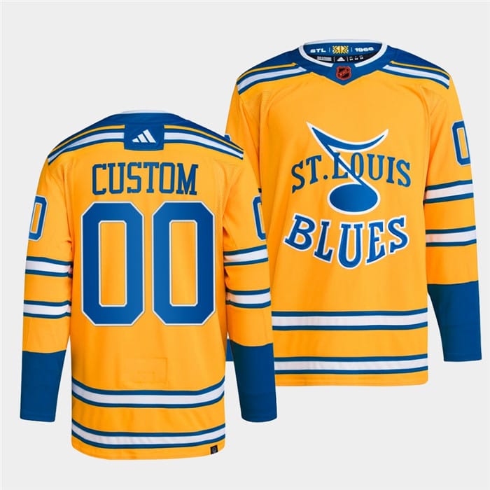 Custom St. Louis Blues Jersey Name And Number 2022-23 Yellow Reverse Retro