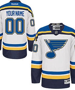 Custom St. Louis Blues Jersey Name And Number White Reebok Premier Away