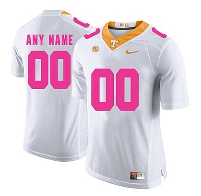 Custom Tennessee Volunteers Jersey Name and Number NCAA College Football White Pink