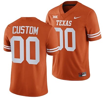 Custom Texas Longhorns Jersey Name and Number NCAA College Football Replica Orange