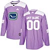 Custom Vancouver Canucks Jersey Name And Number Purple Pink Hockey Fights Cancer Practice