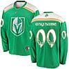 Custom Vegas Golden Knights Jersey Name And Number 2019 Green St. Patrick's Day