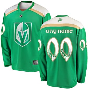 Custom Vegas Golden Knights Jersey Name And Number 2019 Green St. Patrick's Day