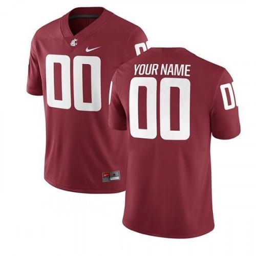 Custom Washington State Cougars Jersey Name and Number NCAA College Football Scarlet