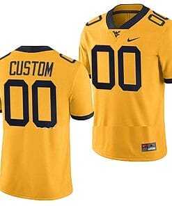 Custom West Virginia Mountaineers Jersey Name and Number NCAA College Football Alternate Gold