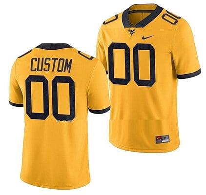 Custom West Virginia Mountaineers Jersey Name and Number NCAA College Football Alternate Gold