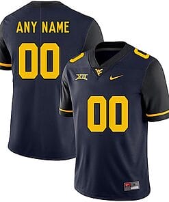 Custom West Virginia Mountaineers Jersey Name and Number NCAA College Football Navy