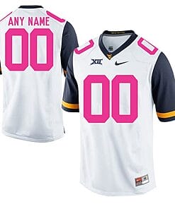 Custom West Virginia Mountaineers Jersey Name and Number NCAA College Football White Pink