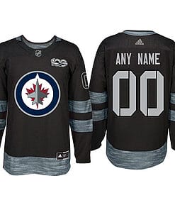 Custom Winnipeg Jets Jersey Name And Number 1917-2017 Black 100th Anniversary NHL