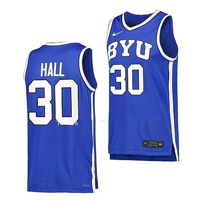 Dallin Hall Jersey #30 BYU Cougars College Basketball Replica Royal