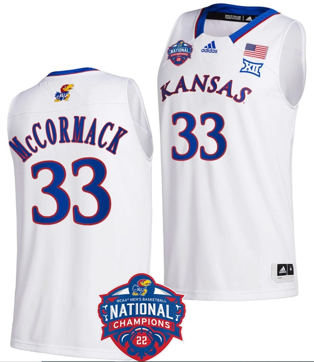 David McCormack Jersey #33 Kansas Jayhawks Basketball 2022 NCAA National Champions White